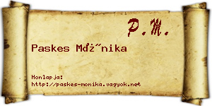 Paskes Mónika névjegykártya