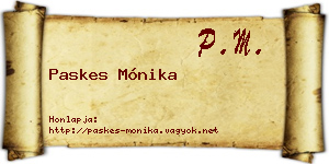 Paskes Mónika névjegykártya